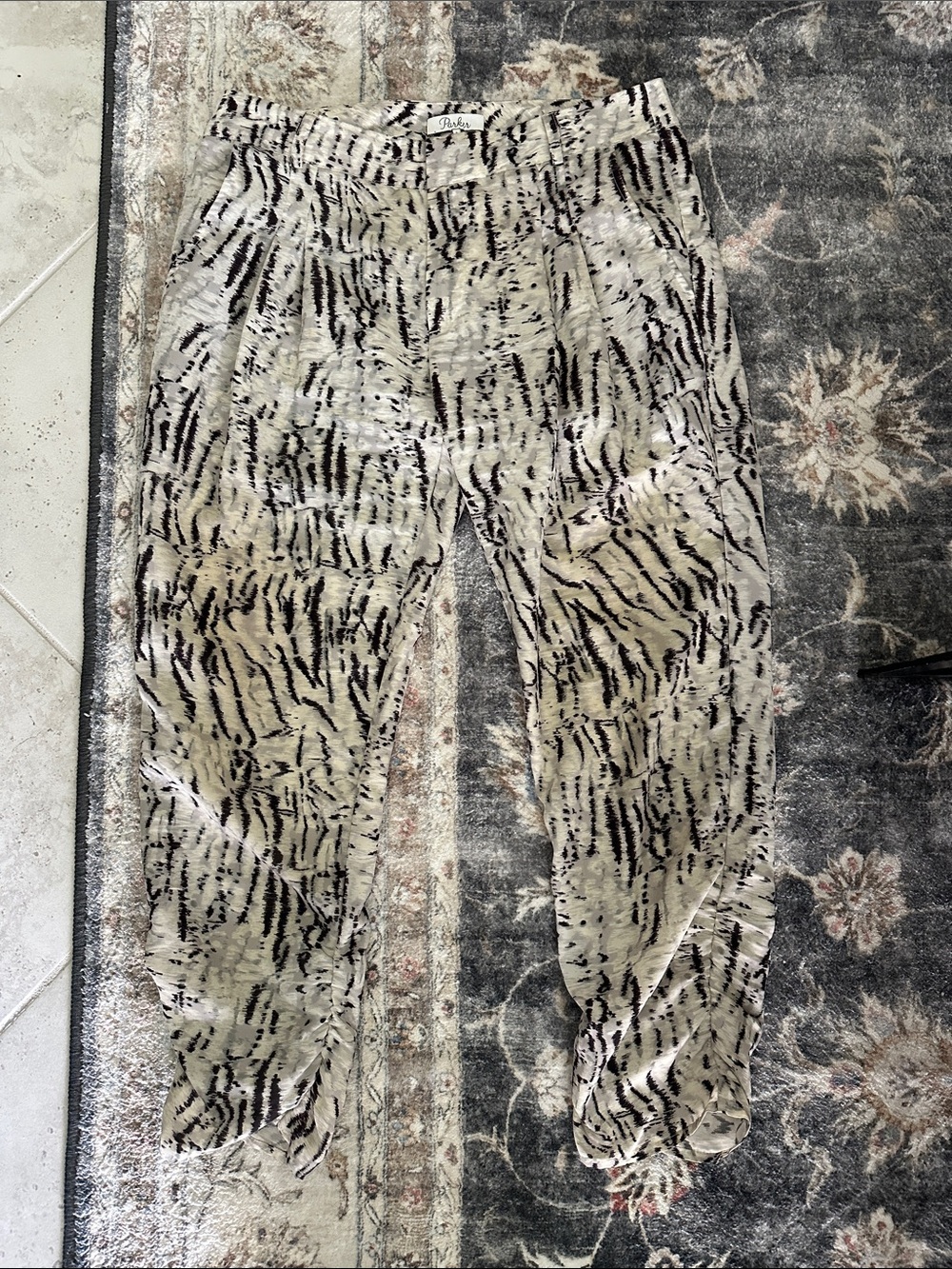 Parker Cream and Black Animal-Print Pants
